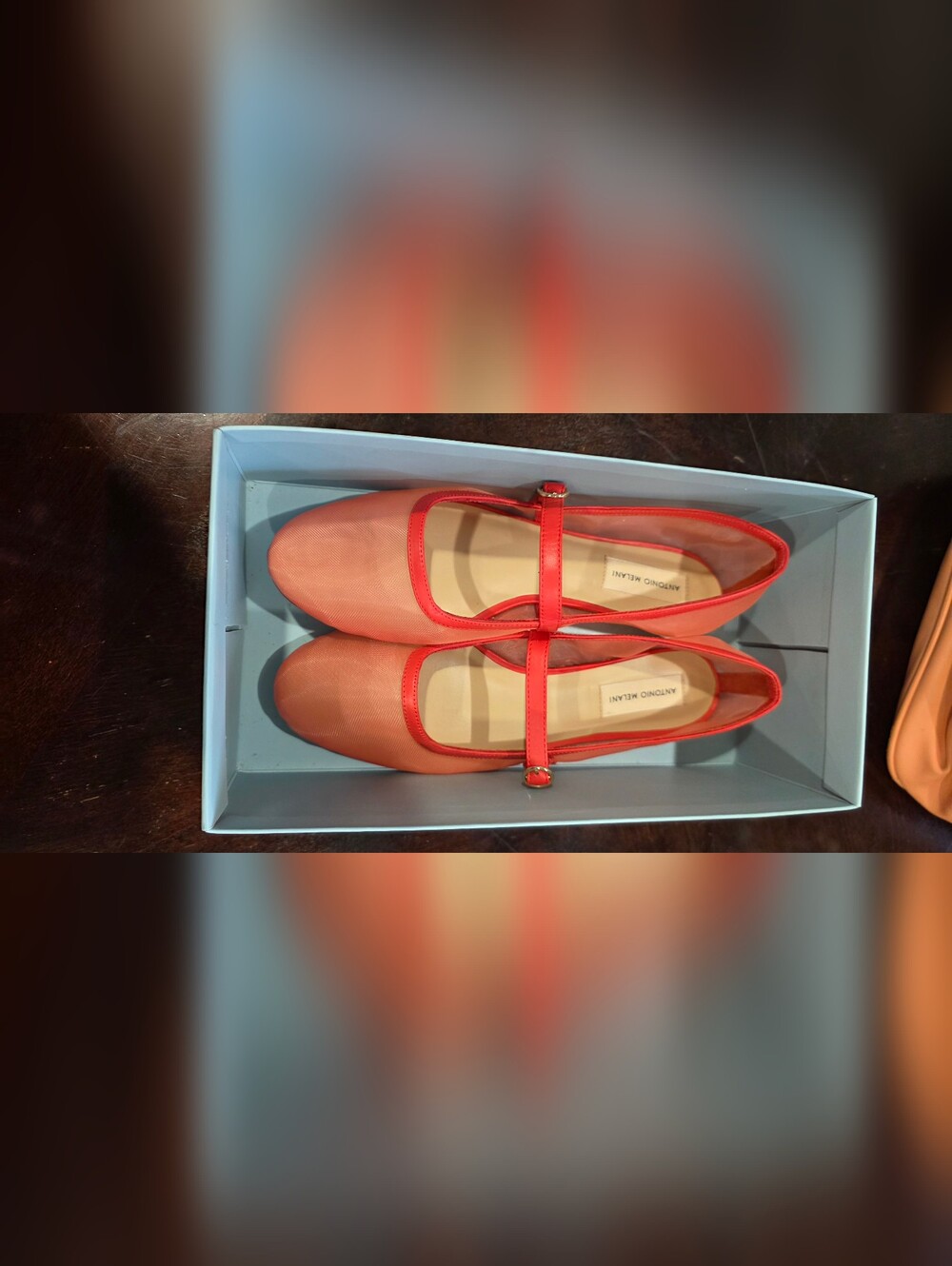 ANTONIO MELANI Coral-Orange Mary Jane Flats with Buckle Strap Size 9 1/2
